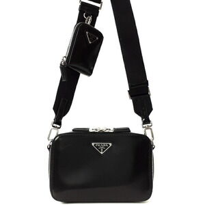 Prada Black Leather Brique Shoulder Bag